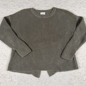 Lucky Brand | Women's Ribbed Knit Sweater | Olive/Army Green | Grommets | Size M